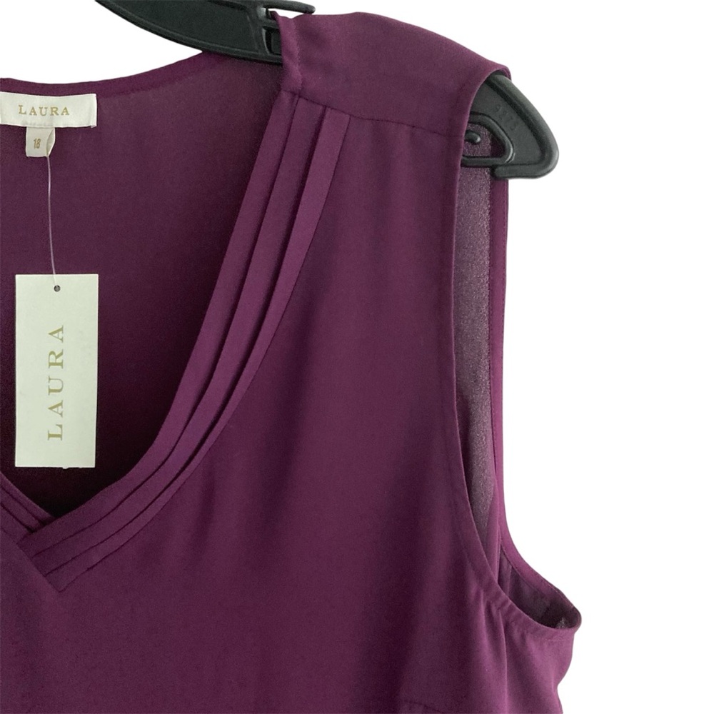 Laura Sheer Plum Sleeveless Top Size 18 - Picture 4 of 10